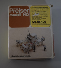 1/87 H0 Preiser Figuren Modellbau 400: Zwei Hochzeitskutschen Bausatz neu