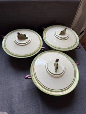 3 Suppenteller mit Deckel Terrine Teller Schüssel alt Burleigh ware England