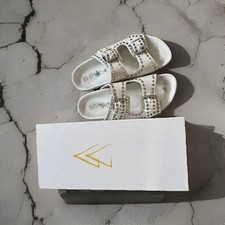 Modische Sandale Pantolette ELENA IACHI Damen Gr 37, weiß, fast NEU mit Karton