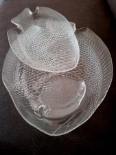 8 teiliges Fischservice,Arco Glas-Poisson,  6 Fischteller klein , 2 Fischplatten
