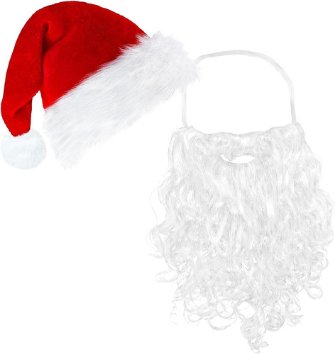 Weihnachtsmütze und bart set - weihnachtsmütze,