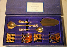 Vergoldetes Kaffeebesteck - für 6 Personen - 15 Teile - hochglänzend - Rose