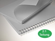 RENZ Drahtbinderücken 2 : 1 Teilung 23 Ringe /  9,5 mm - silber - 100 Stück