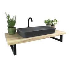 Waschtisch EICHE Platte Massivholz für Aufsatzwaschbecken Naturkante Echtholz