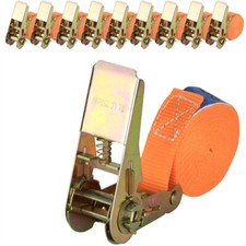 10x Spanngurt einteilig 6m lang 25mm breit 500 Kg Zurrgurte Ratsche Spanngurte