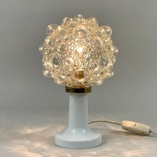 Tischlampe Kugel Bubble Glas Vintage Weiß 60er 70er Tulpenfuß Nachttischlampe