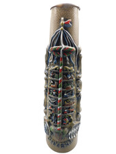 Riesiger Bierkrug mit Zinndeckel und erhabenen Relief - ca. 42 cm hoch