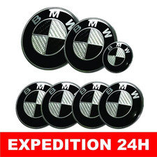 7x BMW Logo Emblem Carbon
