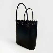 "tricot COMME des GARCONS" Floral pattern punching design tote bag (Black)