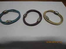 3x Armband Leder mit Zirkonia Steine Magnet Verschluss länge 19,3cm