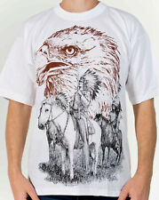 T-Shirt Indianer Bigprint weiß Größe XL Baumwolle beidseitig Siebdruck 