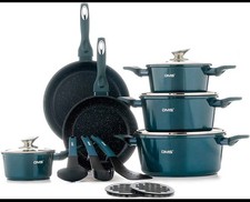 DMS 15-teilig Kochtopfset Töpfe Kochgeschirr mit Marbel Beschichtung Kupfer