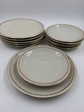 Zeh Scherzer Bavaria – 6 Kuchenteller + 6 Untertassen, Goldrand/Rankendekor, Vin