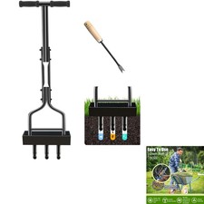 Aerifizierer Rasen, 3 Zinken, Bodenbelüftung, Metall, Gartengerät, Rasenpflege