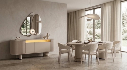 Design esszimmer set beige - esszimmer,