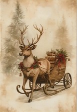 ❤ KARTE_ 9,5 x 14 cm_Rentier_Schlitten_Weihnachten_Winter_Hirsch_Schnee