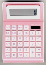 Tischrechner rosa - 12 Stellen - Dual Power Batterie Solar- Taschenrechner pink