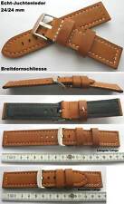 Echt JUCHTENLEDERUHRENARMBAND 24/24 mm mit Breitdornschließe für Kampftaucheruhr