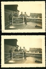 2x orig.  Foto Lüneburg Niedersachsen 30.09. 1937 Bauarbeiter auf Dach Schild
