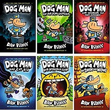 Dav Pilkey Dog-Man-Serie Band 1-6 plus 1 exklusives Postkartenset