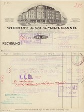 KASSEL, Rechnung 1925, Maschinen für Metall- u. Holzbearbeitung Wiethoff & Co.