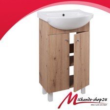 Badmöbel Waschbecken Keramik mit Unterschrank Waschtisch Schubladen Buche 50 cm 