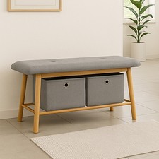 Bambus Schuhbank Sitzbank gepolstert Schuhorganizer Regal Sitzkissen Gardrobe