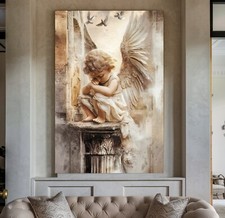 XL LEINWAND BILDER BIS 170x110x5 KLEINER ENGEL AMOR WANDBILD BEIGE GEMÄLDE KUNST