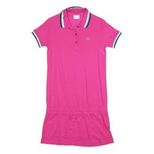 LACOSTE Damen Rosa Polo Baumwollmischung Kurzarm Minikleid S Freizeit Sport