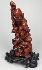 DM. 3531 Chinesicher Gott der Langlebigkeit Fu Lu Shou Wurzelholz Figur