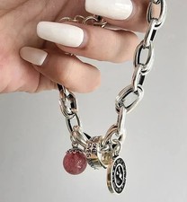 EDLES BETTEL ARMBAND 925 Silber Charm Zirkonia Panzer ARMKETTE Armreif Anhänger