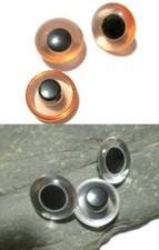 2 x Knopf Kunststoff 12 mm  15 mm Tieraugen  transparent braun Nähen Stricken