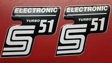  2 Aufkleber Klebefolie Seitendeckel für SIMSON S51 TURBO Electronic -silber-
