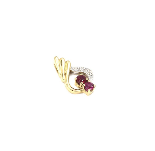8kt yellow gold - pendant, red