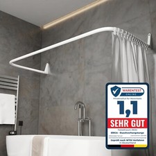 Erica Duschvorhangstange L-/U-Form 4in1 – Ohne Bohren, Stahl, Bad & Dusche