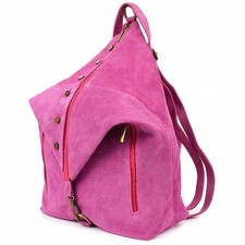Damen leder rucksack pink - leder,