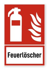Feuerlöscher - Brandschutzzeichen mit Text (deutsch) (rot/weiß) - hochkant - ...