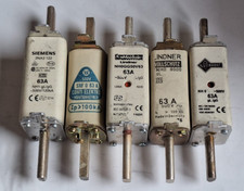 5 versch. NH0/NH1 Sicherungen alle 63A 500V Siemens/Conti/Lindner/Bamat neu/gebr