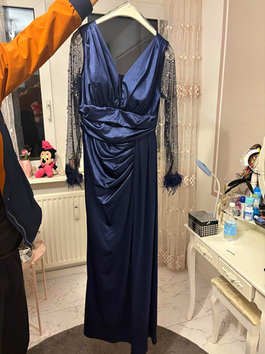 Damen abendkleid lang - abendkleid, blau