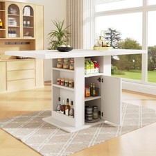 Esstisch mit Stauraum 140×75X75cm Marmoroptik Küchentisch Dreistufiger Stauraum