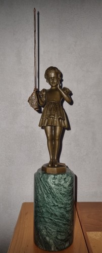 Bronze marmorsockel figur - bronze/marmorsockel, figur.