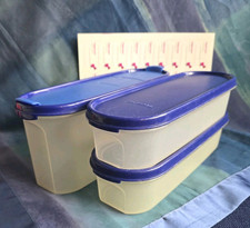 Set 3 x Tupperware Super Eidgenosse Deckel Blau 2 x Gr. 1 + 1 x Gr. 2 +Etiketten