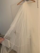 Zarter langer Spitzen HOCHZEIT SCHLEIER mit Perlen,2-lagig, hell creme/elfenbein