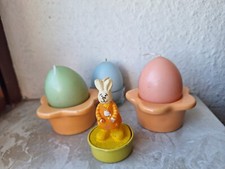 Osterdeko - Osterkerzen - Kerzen + Kerzenhalter - 3 Eier, 1 Osterhase - sehr gut