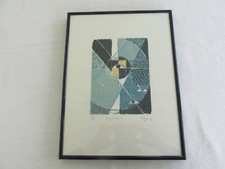 Andreas Felger "Augenblick" Farbholzschnitt 1988 signiert nummeriert 14/100 Gold