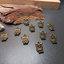 10 Eulen Eule Charms Kettenanhänger antik Bronze Farbe Schmuckherstellung  (39)