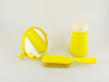 Tisch-spiegel Puderdose und Bürste - DDR Haushalt Orginal  Farbe Gelb