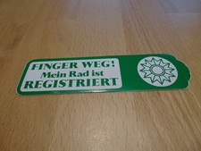 Aufkleber (ungeklebt) Finger weg! Mein Rad ist registriert