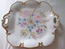 Tirschenreuth Prunk Teller Platte Blumenstrauß und Goldrand 