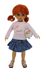 Boneka Set Jeansrock und T-Shirt für 24cm/10" Puppen passt Boneka, Plusczok